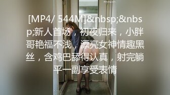 [MP4/ 544M]&nbsp;&nbsp;新人首场，初夜归来，小胖哥艳福不浅，漂亮女神情趣黑丝，含鸡巴舔得认真，射完躺平一副享受表情