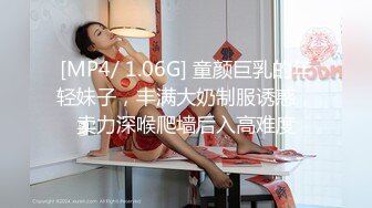 [MP4/ 1.06G] 童颜巨乳的年轻妹子，丰满大奶制服诱惑，卖力深喉爬墙后入高难度